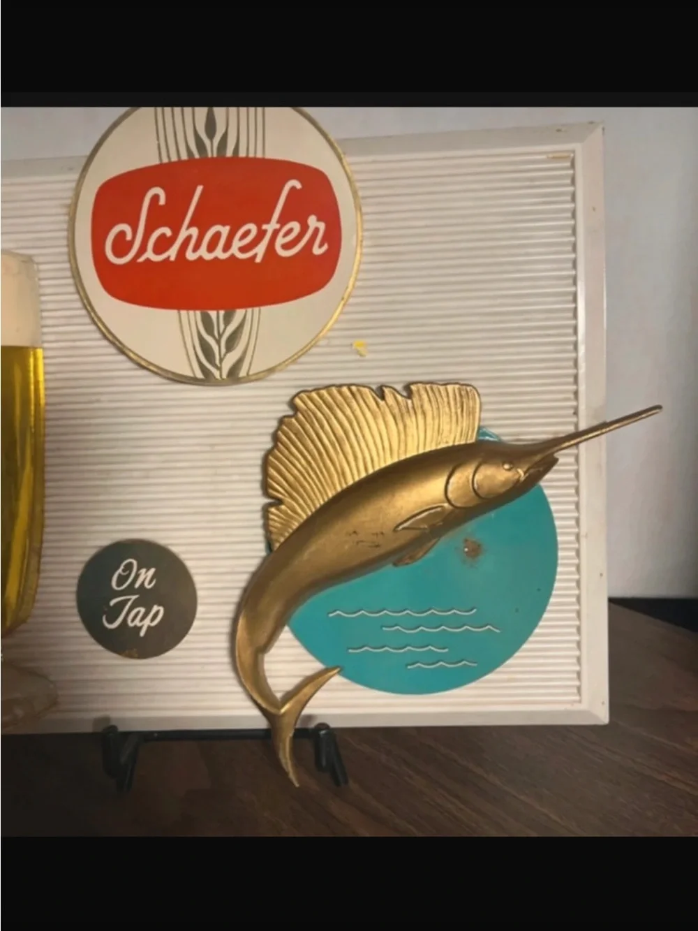 Vintage  /Rare - 1950s Schaefer Beer Marlin 